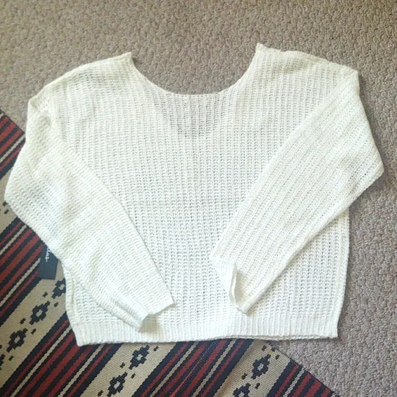 Lulu's White Born To Fly Knit Sweater Size XL - Picture 4 of 9